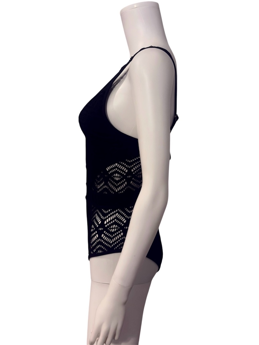 Becca By Rebecca Virtue Black Crochet One-Piece Swimsuit Womens Size Medium - Picture 3 of 9